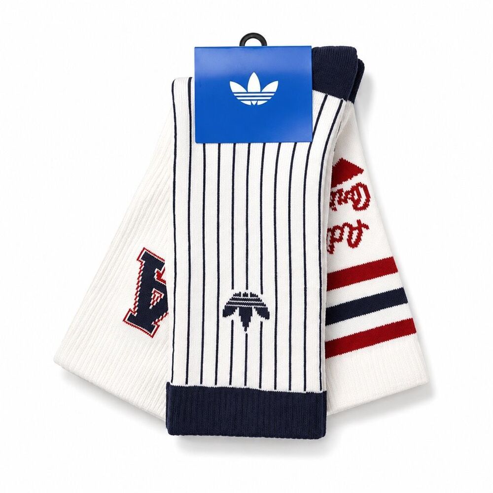 adidas Retro Sport Crew Socks 3 Pack XL 11.5-13 Trefoil NWT Rare Asian Release